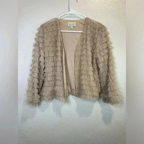Hinge Tiered‎ Pink Ruffles Open Cardigan Long Sleeve Size M - Picture 1 of 7